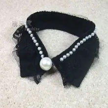 Новинка женские платья ручной работы, многослойные платья Черное кружево хлопок лацкан с тупым углом воротник ожерелье с искусственным жемчугом элегантное колье 36 см Длина