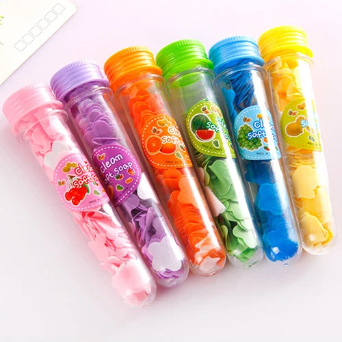 

Popfeel Foaming Portable Body Washing Bath Test Tube Flower Soap Slice Boxed Soap Paper Travel Portable Hand Washing Soap Slice