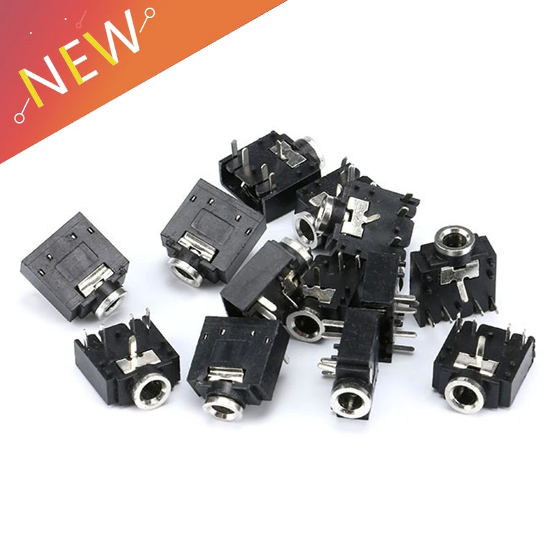 

Hot 10 Pcs 5 Pin 3.5mm Female Audio Stereo Jack Socket PJ-307 PJ307 3F07 Audio Socket