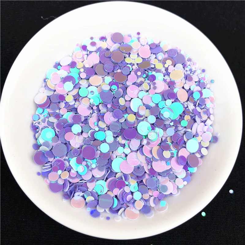 

4000Pcs Mix White Purple Color Multi Size 1-4mm Flat Dot Shape PVC loose Sequins Paillettes for Nails Art,wedding confetti