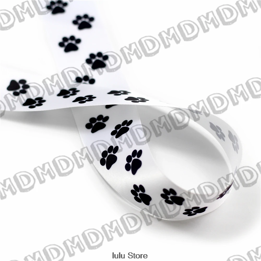 Buy 100 Yards 9mm 75mm Size Dog Paw Printed Satin