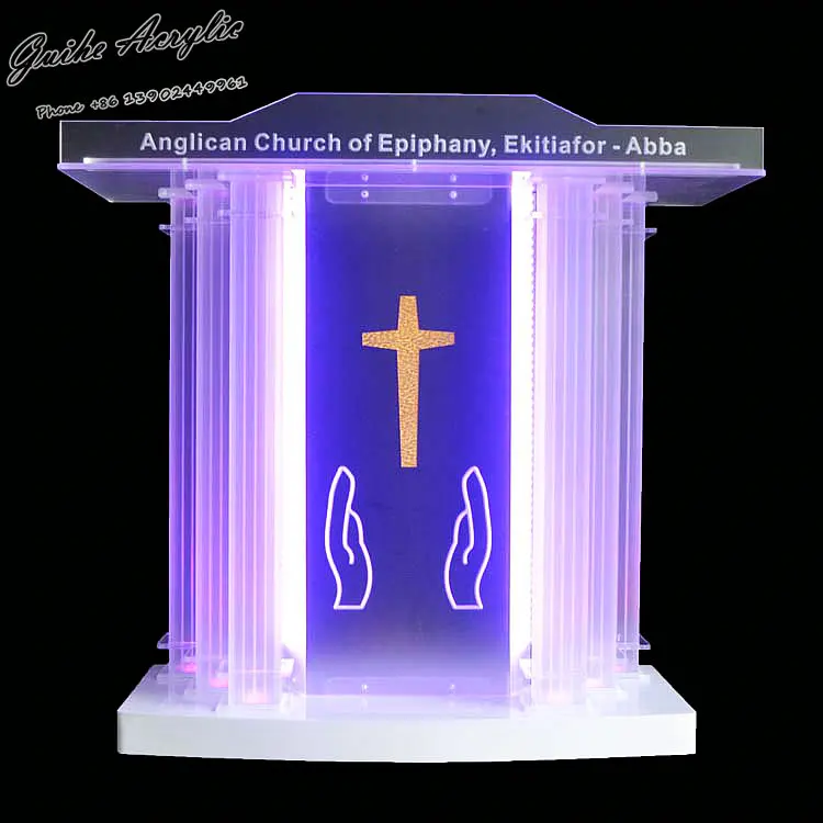 GUIHEYUN Grand Acrylic церковный Подиум плексиглас Pulpit Priest Lectern со светодиодными