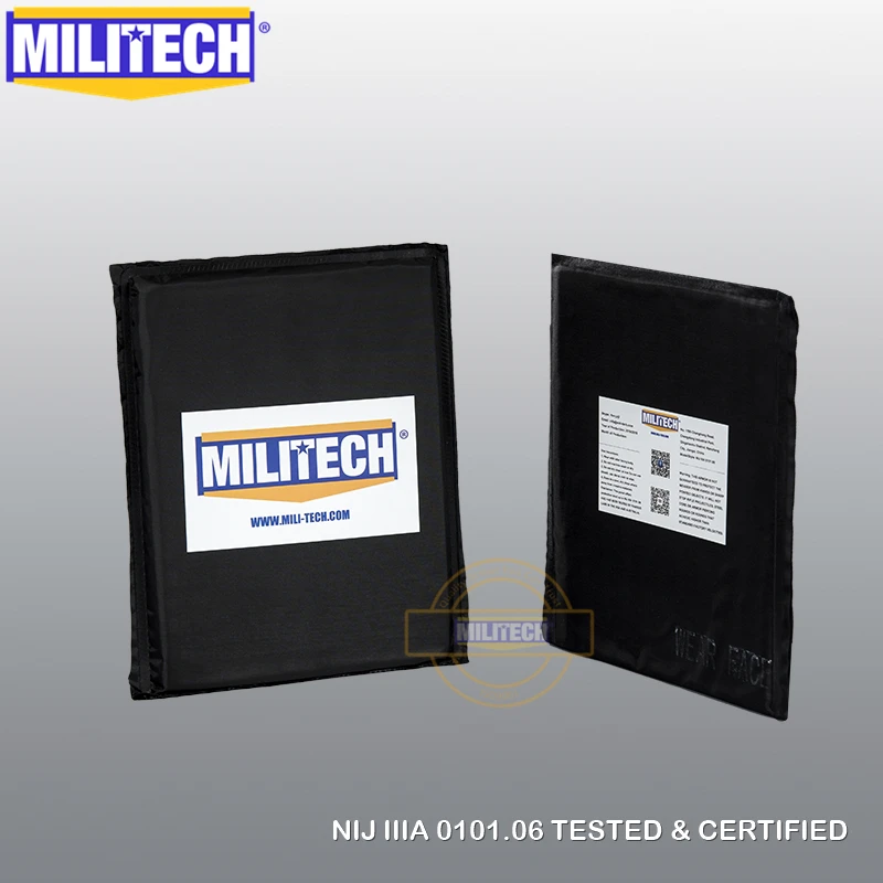 MILITECH 6x8 дюймов Пара NIJ IIIA 0101,06 арамидная мягкая баллистическая пластина+ E2 Уровень 2 ножевая прочная Броня NIJ 0115,00