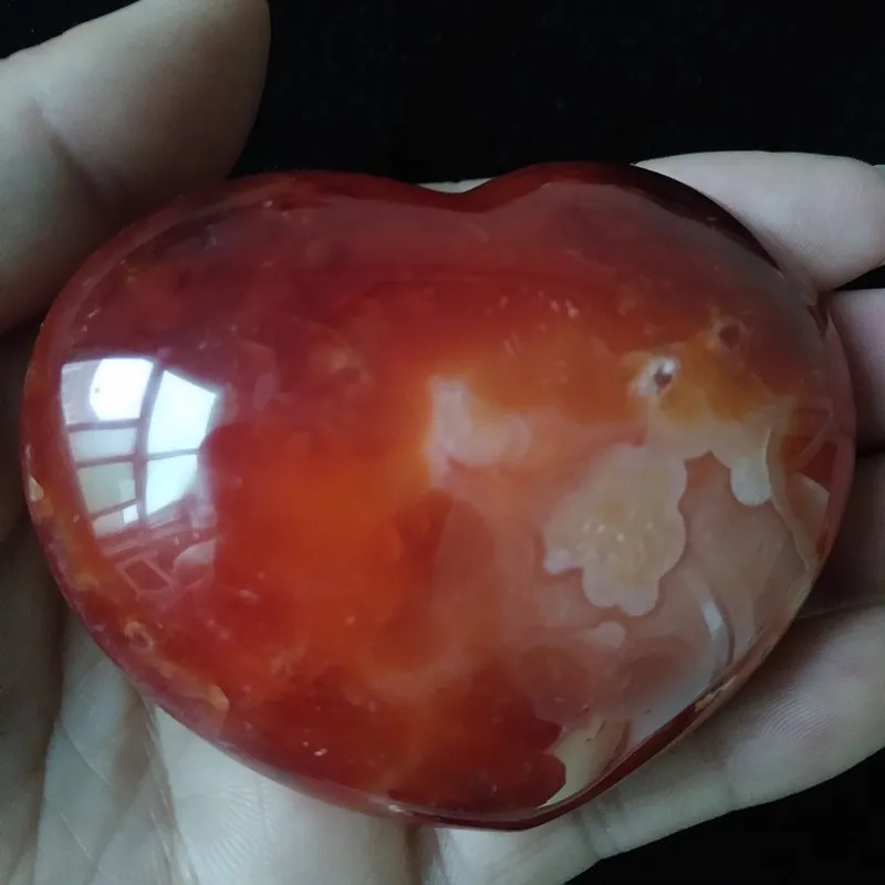 1 шт. с натуральным красным агатом в форме сердца, пальмовое украшение, камни, заживляющие кристаллы - Цвет: F26             160g