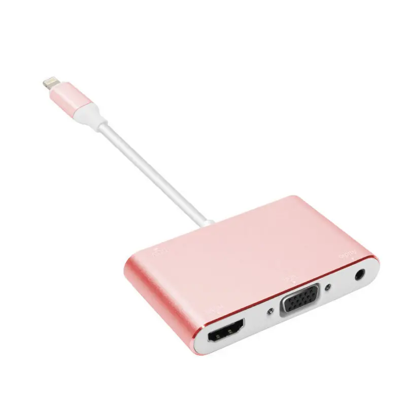 Новейший для Lightning-HDMI vga-разъем аудио кабель-переходник для телевизора для iPhone X iPhone 8 7 7 Plus 6 6 S для iPad серии - Цвет: Rose Gold