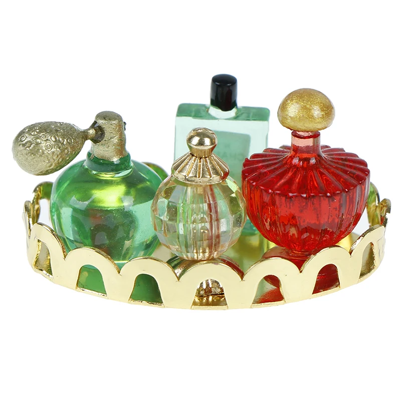 

New 1/12 Scale Mini Dollhouse Furniture Doll Bedroom Bath Dolls House Pink Perfume Tray Miniature Furniture Model