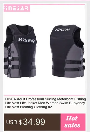 Hisea Professionl Buoyancy Life Jacket Vest With Material Neoprene for Men Women Surfing Motorboat Fishing