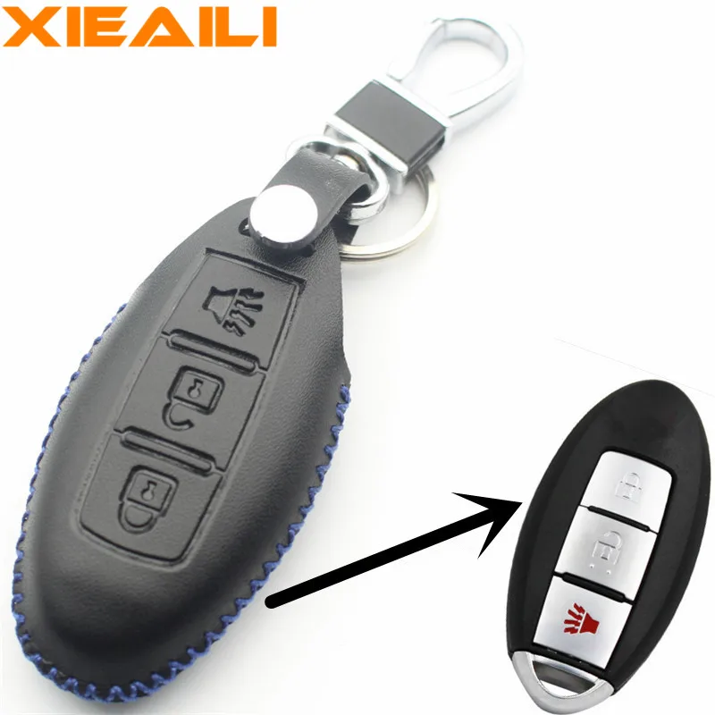 

XIEAILI Genuine Leather Remote Control 3Button Smart Key Case Cover For Nissan Tiida/X-TRAIL/Sunny/Teana S82