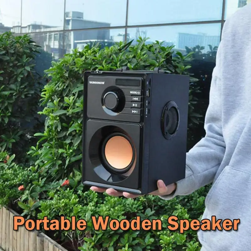 HiFi 2.1 Stereo Wooden Subwoofer Bluetooth Speaker FM Radio Portable Speakers Mp3 Play Super Bass Loudspeaker Computer Column