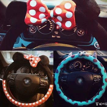 

2020 New Car Styling Car Steering Wheel Cover Cute Cartoon Universal Interior Accessories Set Women/man Car Covers Hot
