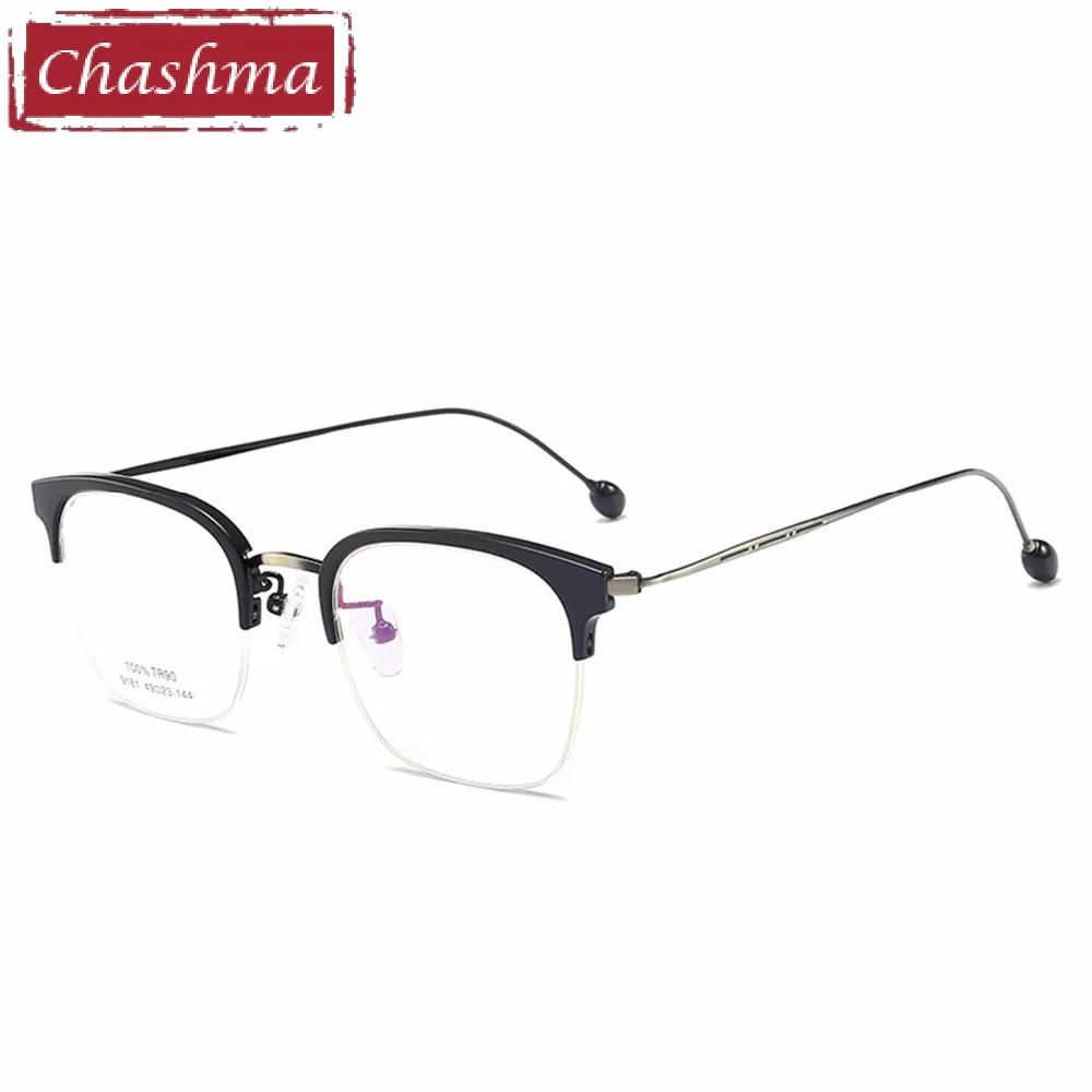 Чашма Марка Половина RimEyeglasses Женская Мода Оправы Прозрачные Линзы TR90 Очки Сплава