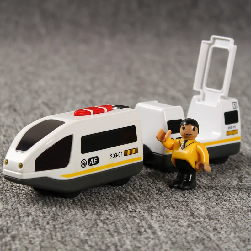 Электрический поезд набор магнитный поезд литой слот игрушка подходит для Brio трек стандартный деревянный поезд трек железная дорога развивающие трек игрушки - Цвет: 8