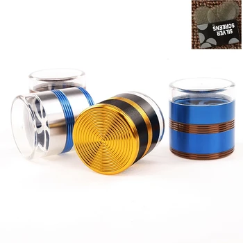 

Hot 66x63mm 5 layer transparent lid Thread shape smoking herbal grinder tobacco cigarette quality grinder burning piece gift
