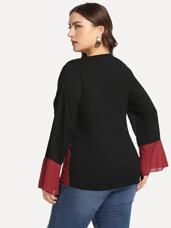 Большие размеры 6XL XXXXL Летние Новые лоскутные Футболки с длинным рукавом Лоскутная шифоновая Футболка тонкая Повседневная Свободная Женская футболка