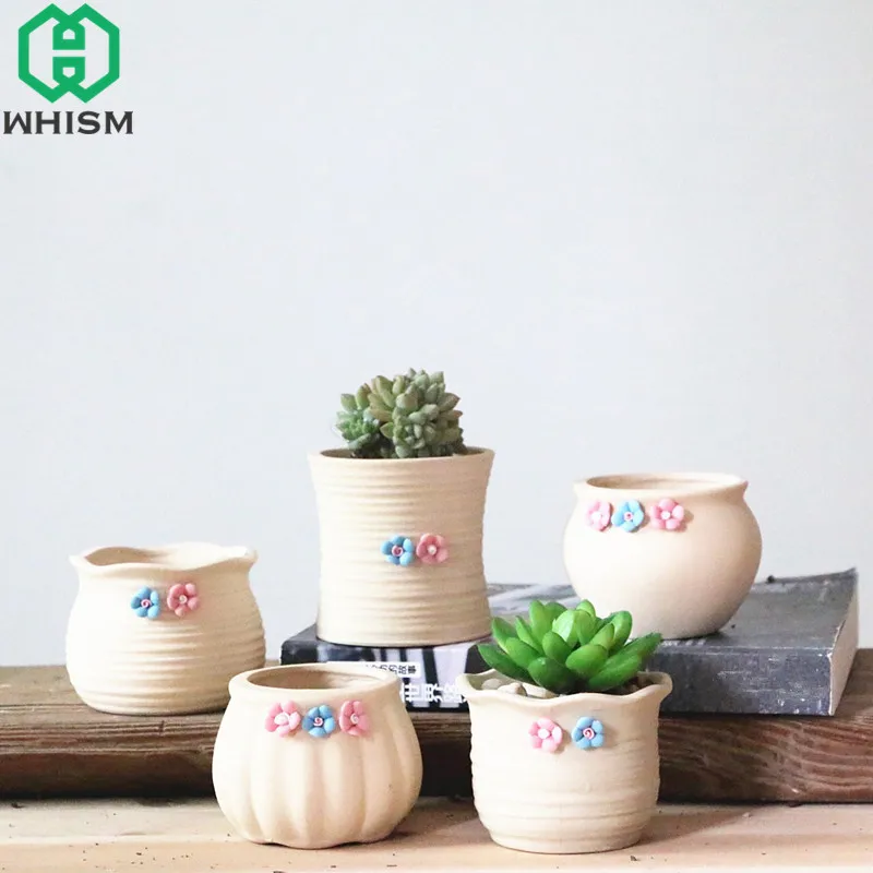 WHISM Mini Decorative Flower Pot Small Ceramic Garden Pot Planter Cute