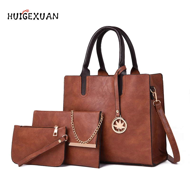 

New Women Bags 3pcs/Set Leather Handbags Women Large Tote Bag Ladies Shoulder Bag Handbag Female Bags Fashion Purses And Handbag