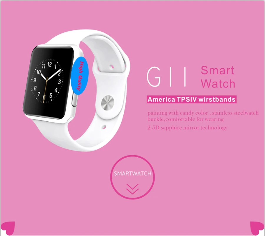 696 G11 Smart Watch Bluetooth Pink Fitness Wristwatch For Women Gift reloj con