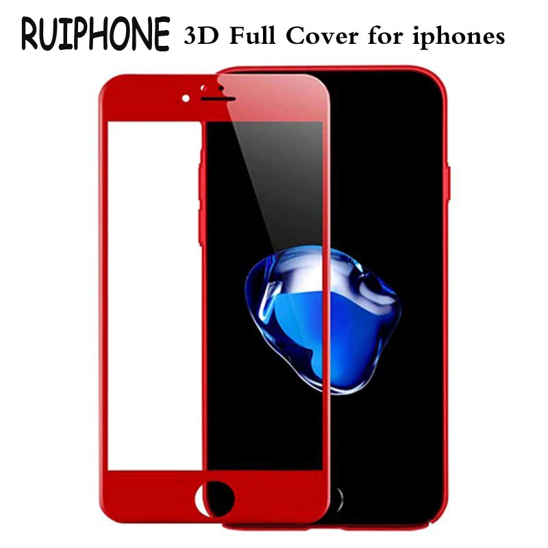 Для iPhone 6 6s 7 3D Мягкий край Полное покрытие красное глянцевое углеродное волокно