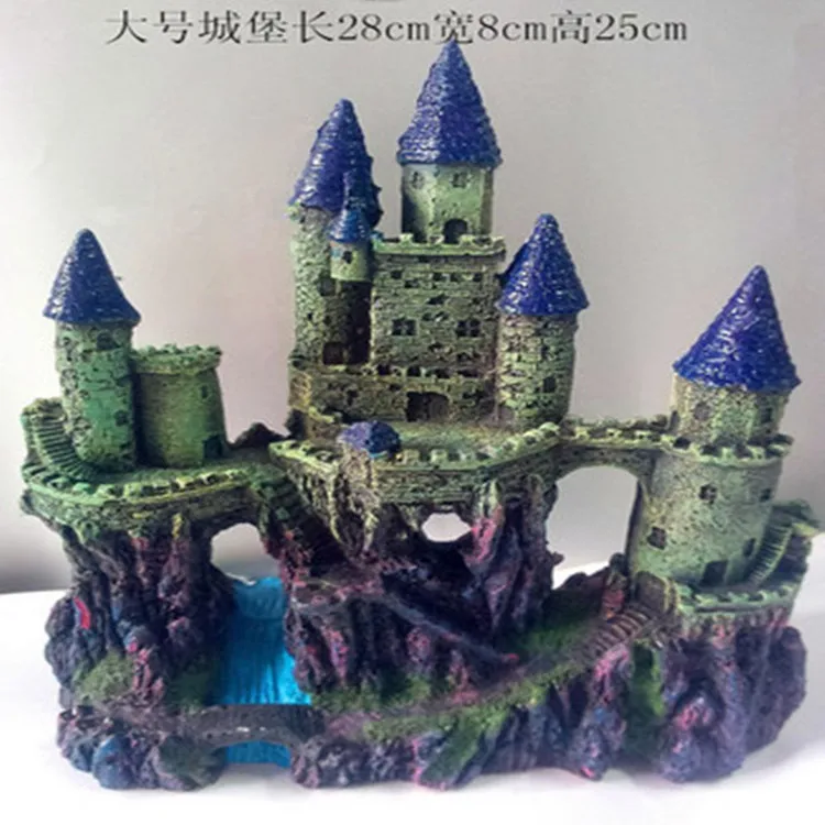 Resin Castle Fish Tank Decoration Aquariums Landscaping Ornaments Rockery House