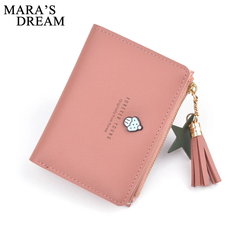 

Mara's Dream Lovely Ladies Zipper Purse Small Change Card Holders Simple Fashion Women Female Short PU Leather Wallet Portefeuil