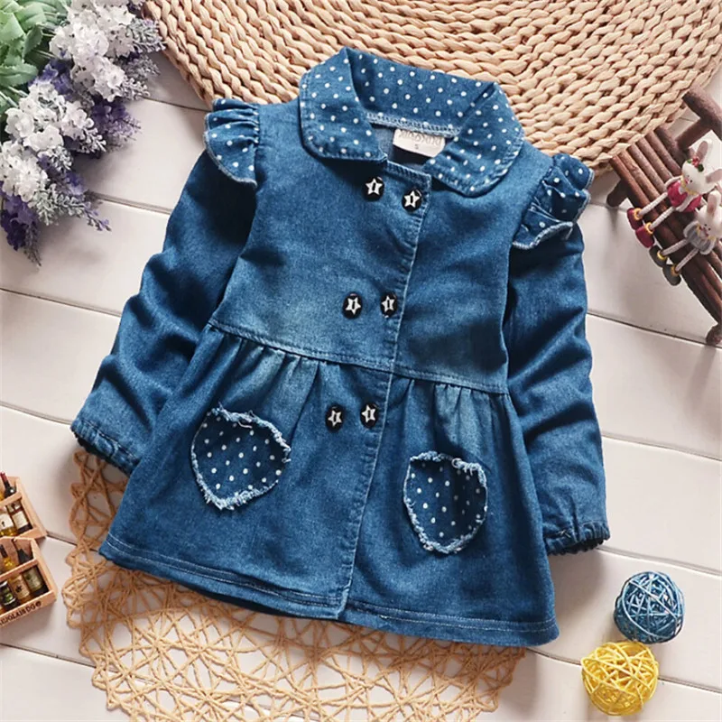 

BibiCola New 2017 Autumn Children Wear Coat Baby Girls Denim Jacket Spring Autumn Children Outwear Coat Kids clothing