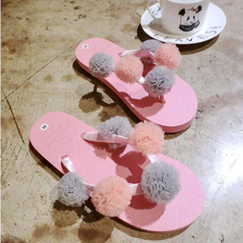 pom pom flip flops