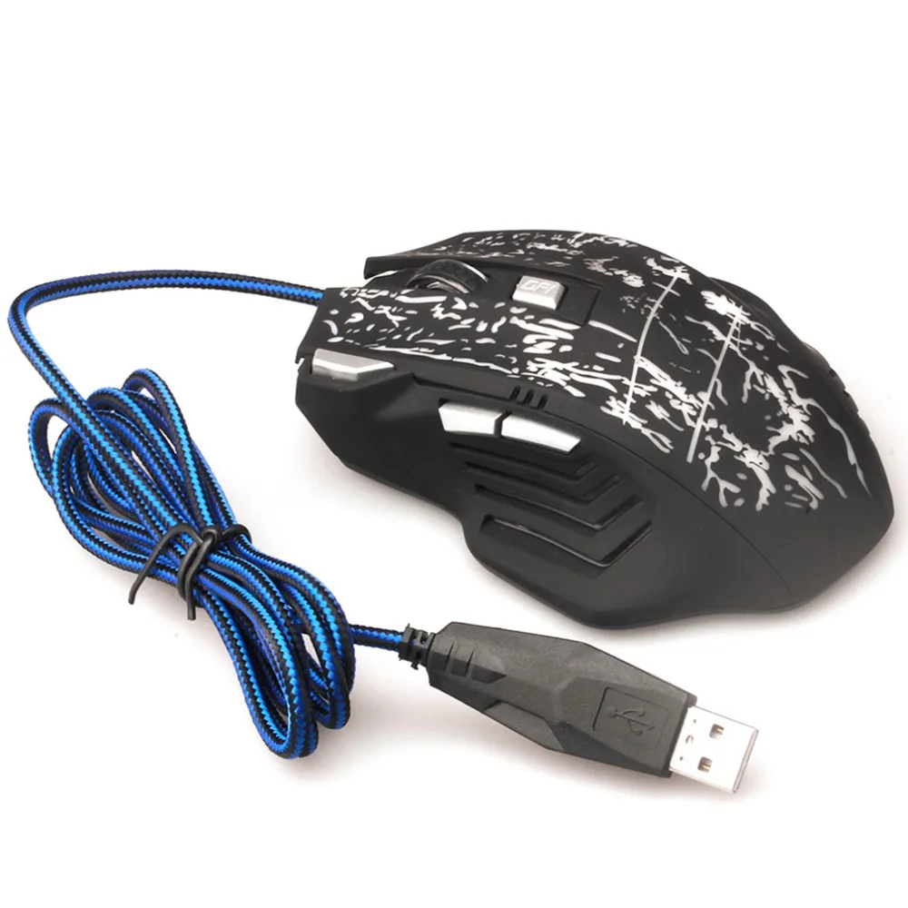 X4 7 Keys LED Optical USB Wired Gaming Mouse Luminous Home Office Business For PC Computer Laptop 1000-5500DPI Black X4 7 Keys LED Optical USB Wired Gaming Mouse Luminous Home Office Business For PC Computer Laptop 1000-5500DPI Black