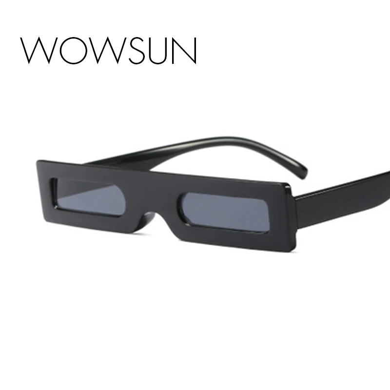 

WOWSUN New Arrival Rectangle Sunglasses Women Men Black Red Acetate Frame Eyewear Small size Gray Lens Oculos de sol UV400 A222