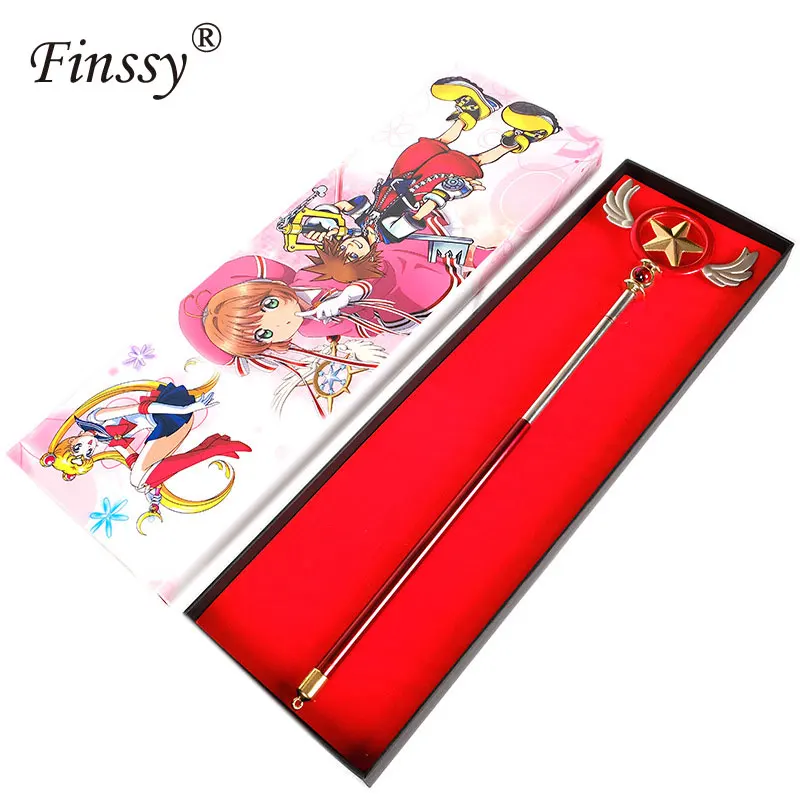 

Anime Cardcaptor wand Toy Sakura Clow Bird Head Card Captor Birdhead Star Wings Alloy Flexible Magic Wand Comic Fans Cosplay