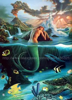 

ma Warren Mermaids House with a view hand painted dining room paintings wall decor landscape canvas bed room backgr