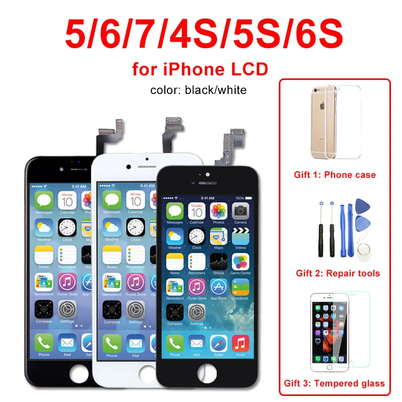 AAA высококачественный ЖК дисплей для iPhone 5 6 7 4S 5s 6s с сенсорным экраном дигитайзер