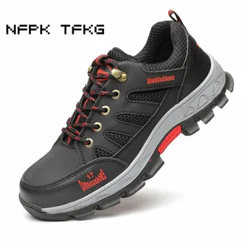 

new arrival mens casual large size steel toe cap work safety shoes spring autumn summer soft leather platform security boots man