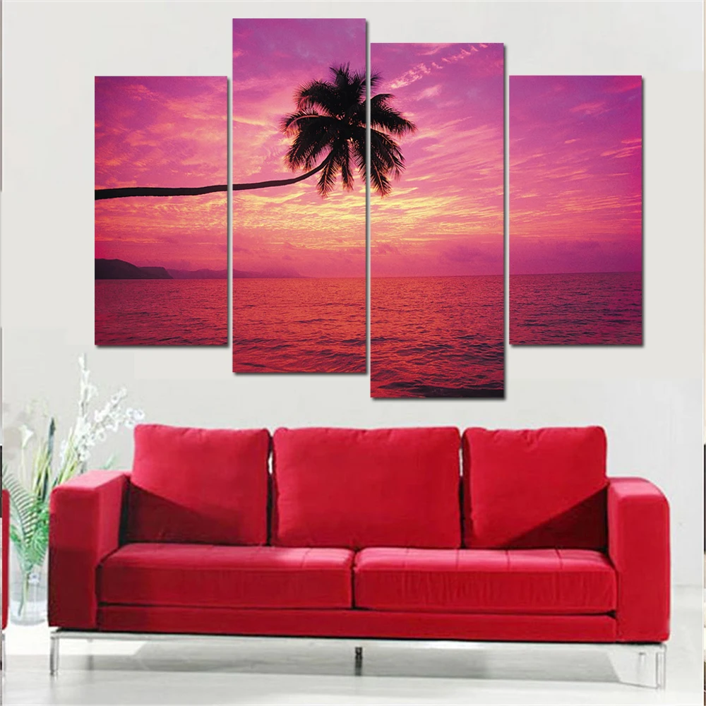 

Sunset Landscape Painiting Modular Pictures Sea Canvas Painting Scenery Wall Modular Picturess for Living Room Unframed