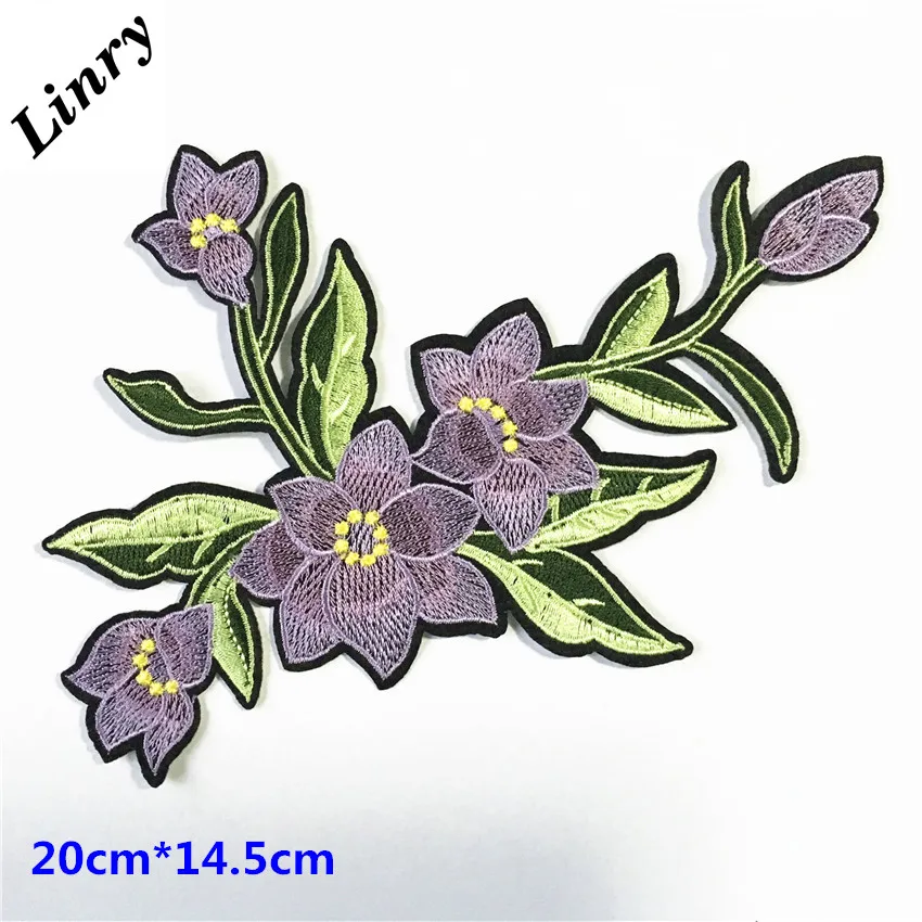 1PC NEW Fashion Purple Flower Patch Embroidered Iron On Patches