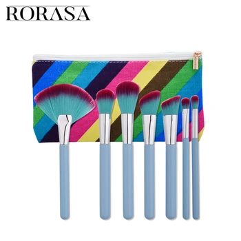 

7Pcs Professional Makeup Brush Set Light Blue Handle Foundation Powder Eyeshadow Cosmetic Brushes Make Up Brush Tools With Bag