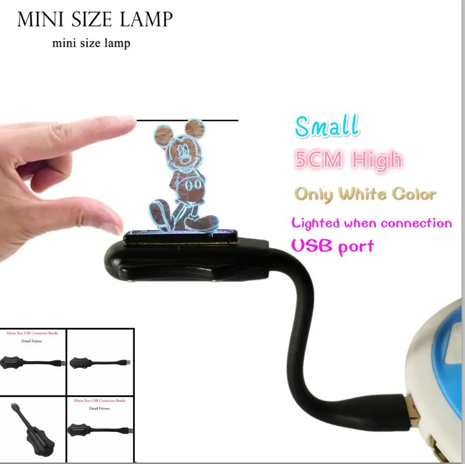Amroe Горячая 3D с изображением мультипликационного персонажа Kawaii персонажей Ститч Минни Микки робот принцессы queen «Принцесса Эльза» для девочек, 7 цветов RGB светодиодный ночной Светильник подарки для детей - Испускаемый цвет: Small USB Lamp 50mm