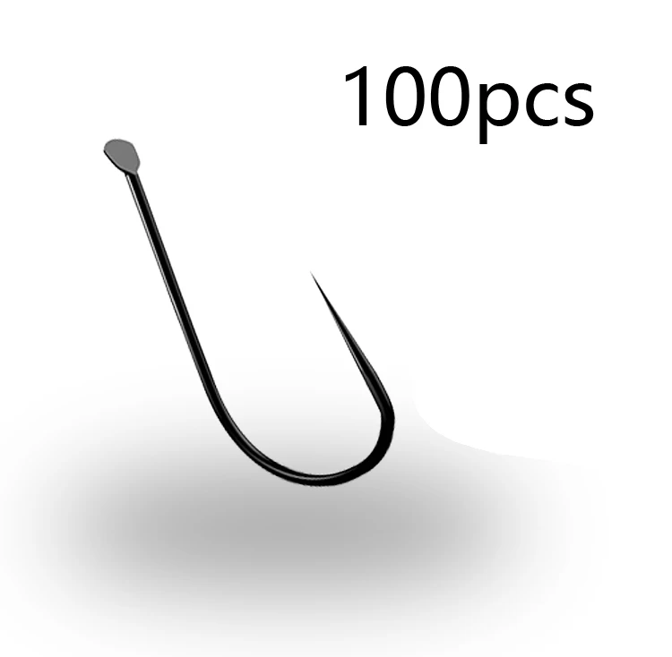 

High Carbon Steel non-barb Fish Hook100PCS 0.1#-5# Series In Fly Fishhooks Worm Pond Fishing Bait Holder Jig Hole Accessories