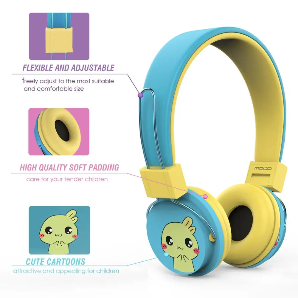 MoKo Kids Headphones On Ear Headphones Volume Limiting Wired 1 5m 4 9ft Headset with SharePort for Children For Leapfrog