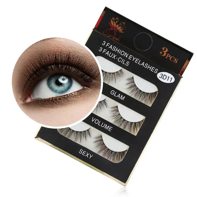 

Handmade 1 Box Luxury 3D False eyeLashes Fluffy Strip Eyelashes Long Natural Women Party Eye Makeup 2U0109