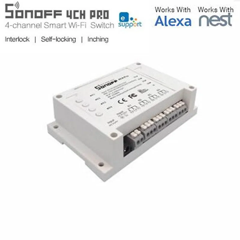 

New ITEAD Sonoff RF Wifi Switch 4CH AC 110V 220V DC 5V 12V 24V 433mhz Remote Control Switches 10A Amazon Alexa For Smart Home