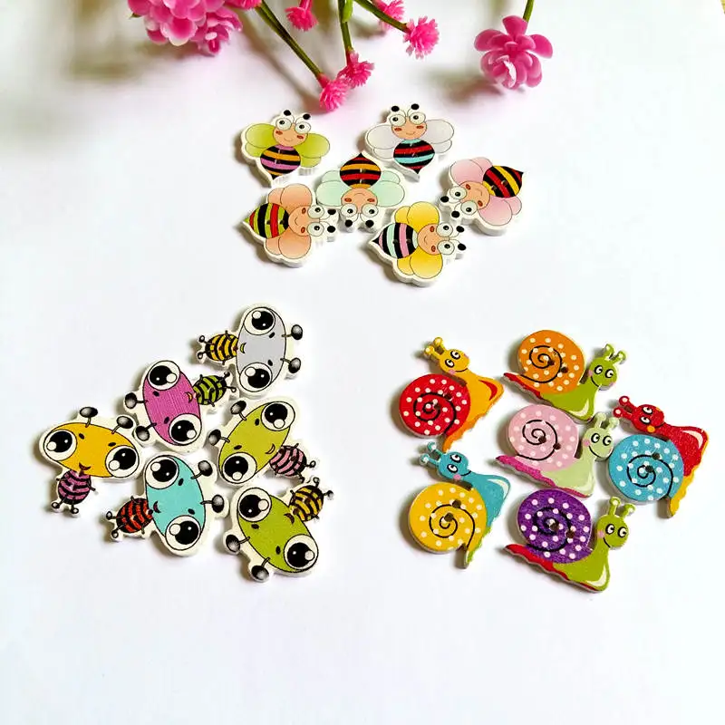 

30Pcs Fashion Bulk Mixed insect Wood Button Sewing Accessories Decoration Buttons Handmade Scrapbooking Craft DIY