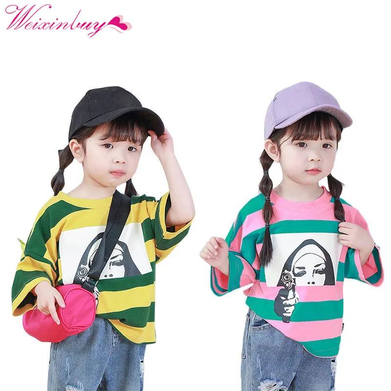 Oversize T shirt Baby Girl Clothes Summer Stripe Cotton T shirt Print