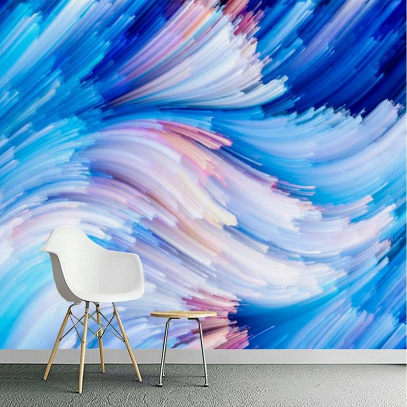 Custom 3D Wallpaper Abstract Photo Wall Murals for Living Room Bedroom Geometric Blue Line