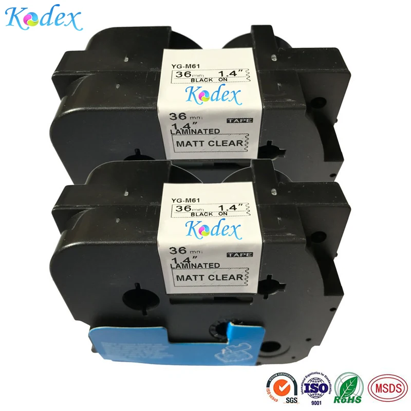 Kodex 2PACK TZe-M61 Black on Matt Clear Compatible For Brother P-Touch Laminated TZe TZ laminated Label Tape 36mm x 8m | Компьютеры и