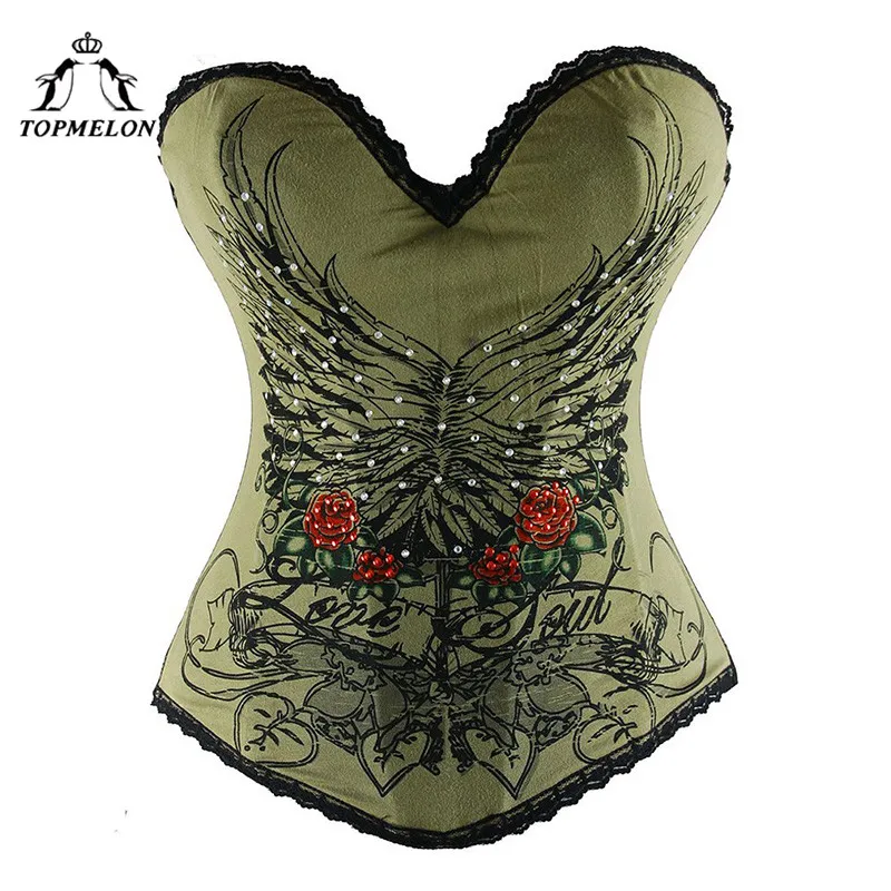 TOPMELON Strapless Corset Women's Floral Strapless Corselet Corsets and
