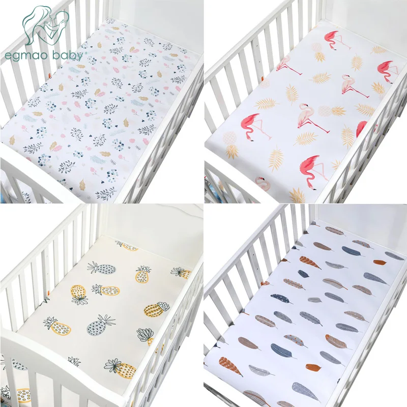 100% Cotton Crib Fitted Sheets Soft Baby Bed Mattress Protectors Covers Cartoon Newborn Toddler Bedding Set Kids Mini Cot