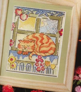 

DIY Craft Stich Cross Stitch Cotton Fabric Needlework Embroidery Crafts Counted Cross-Stitching Kit ZZ345 Lazy Cat