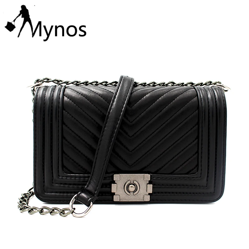

Mynos Chain Crossbody Bag For Women Messenger Bag PU Leather Handbag Shoulder Bag Ladies Female Tote Sac A Main Bolsos