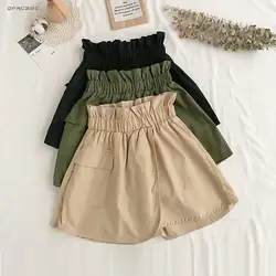 4 цвета эластичный пояс летние женские брюки с поясом 2019 Мода Высокая талия повседневные рабочие короткие брюки Femme армейский зеленый