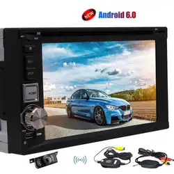 Беспроводной Камера + Android 6.0 стерео 6.2 ''quad-core двойной din GPS головного устройства cd, dvd, USB/ SD FM/AM/RDS Авторадио Bluetooth